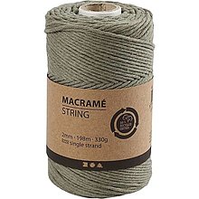 Úžitkový textil - Šnúra na macrame 2 mm x 198 m / rôzne farby CCH41476 (Zelená) - 13488723_