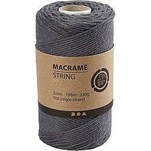 Úžitkový textil - Šnúra na macrame 2 mm x 198 m / rôzne farby CCH41476 (Šedá) - 13488729_
