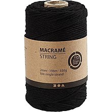 Úžitkový textil - Šnúra na macrame 2 mm x 198 m / rôzne farby CCH41476 (Čierna) - 13488730_