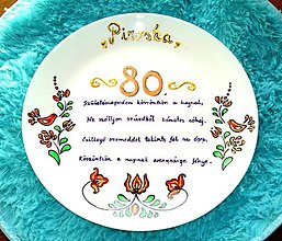 Nádoby - Maľovaný  tanier k 80.narodeninám - 13492733_