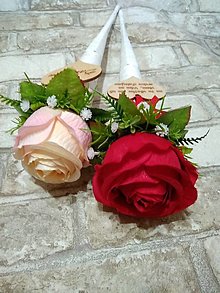Dekorácie - ružička pre pani učiteľku (červené, ružovo-marhuľové) - 13493456_