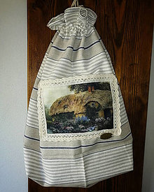 Úžitkový textil - Lněný sáček s vintage motivem - 13494665_