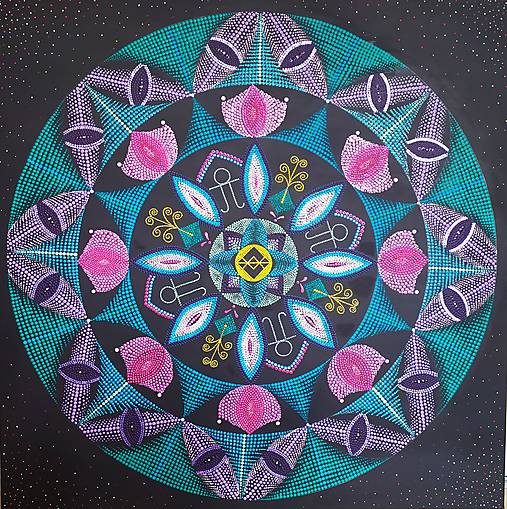 Obrazy - Mandala HY´LA´ANAR 100x100cm- predaná - 13496673_