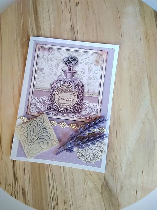 Papiernictvo - voňavá gratulačná pohľadnica s levanduľou - 13495302_