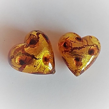 Korálky - korálky veľké zdobené  (srdiečko 25x25mm - Zlatá) - 13495353_