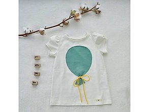 Detské oblečenie - Dievčenské tričko s balónom z biobavlny - 13499346_