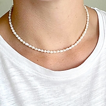 Náhrdelníky - Mini Freshwater Pearls Necklace AG925 / Náhrdelník z drobných oválnych sladkovodných perál - 13500659_