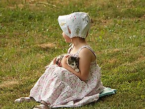 Detské čiapky - Letný detský ľanový čepiec lúčne bylinky - 13502522_