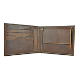 Pánska elegantná peňaženka z pravej kože v tmavo hnedej farbe, ručne tamponovaná