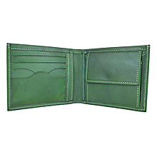Pánske tašky - Pánska elegantná peňaženka z pravej kože v zelenej farbe, ručne tamponovaná - 13501637_