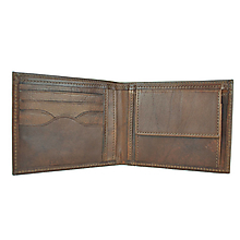 Pánske tašky - Pánska elegantná peňaženka z pravej kože v tmavo hnedej farbe, ručne tamponovaná - 13501641_