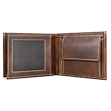 Peňaženky - Unisex peňaženka v tmavo hnedej farbe, ručne tamponovaná - 13501746_