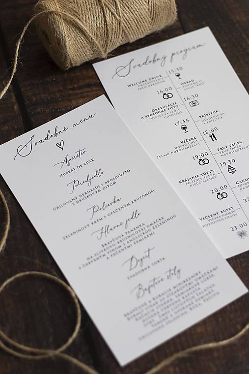Papiernictvo - Svadobné menu /program "Minimalistické" - 13501486_