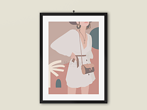 Grafika - Art Print-Boutique-Dievča v bielych šatách - 13500977_