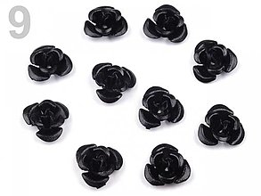 Korálky - kvetinka kovová 10mm (Čierna) - 13500732_
