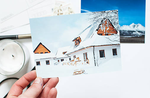Pohľadnica - Slovenská zima (Na dedine)