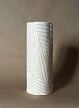 Dekorácie - Váza s geometrickým ornamentom - biela - 13505451_