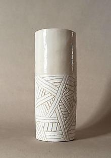Dekorácie - Váza s geometrickým ornamentom - polovičná - 13505454_