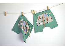Detské oblečenie - Biobavlnené pudláčové kraťasy s vreckom - zvieratá - 13504012_