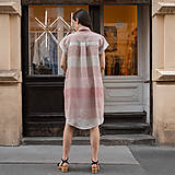 Šaty - ľanové šaty WORK ružový pruh - zľava - 13506704_