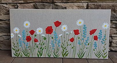 Obrazy - Obraz - Lúčne kvety (divé maky, margarétky, nezábudky) - 13505832_
