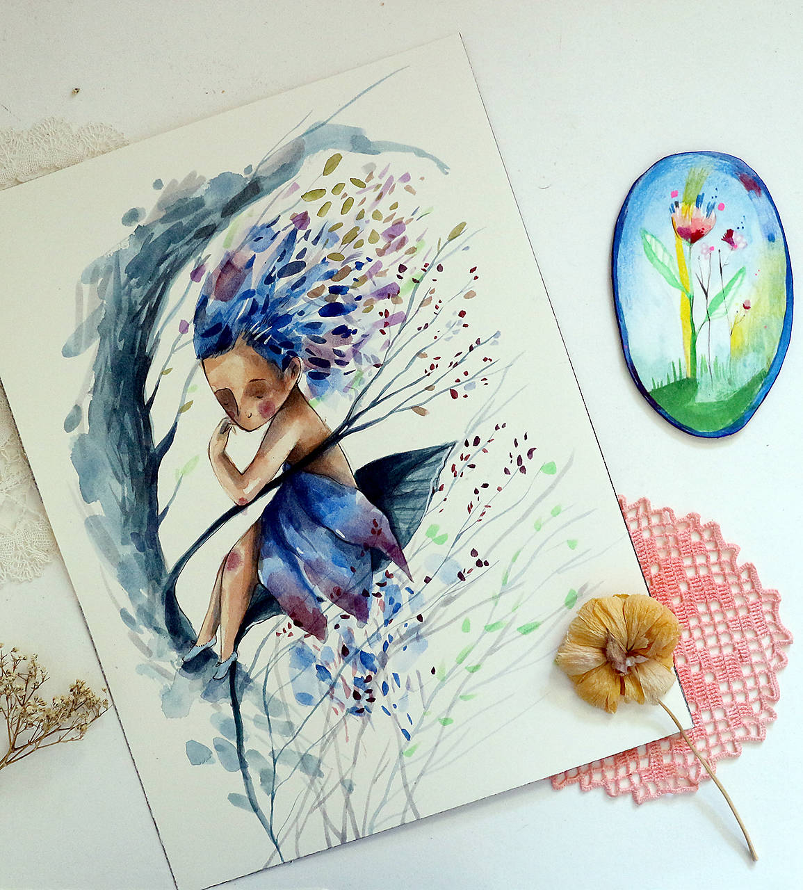 Začína fúkať/ originál akvarel