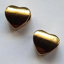 Korálky - Kovové srdce-1ks (11x10mm-st.zlatá) - 13509319_