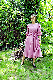Šaty - Šaty z  nadýchanej bavlny s bodkovanou štruktúrou – temne ružová - 13507970_
