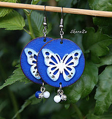 Náušnice - Motýliky v modrej - 13512194_