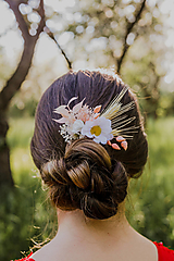 Ozdoby do vlasov - Kvetinový hrebienok "nežná margarétka" - 13516110_