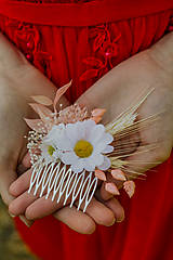 Ozdoby do vlasov - Kvetinový hrebienok "nežná margarétka" - 13516119_