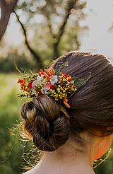 Ozdoby do vlasov - Kvetinový hrebienok "letné stmievanie" - 13516146_