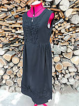 Šaty - Čierne ľanové šaty - 3D kvety (rôzne farby) - 13516404_