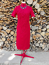 Červené ľanové šaty - 3D lúka (rôzne farby)