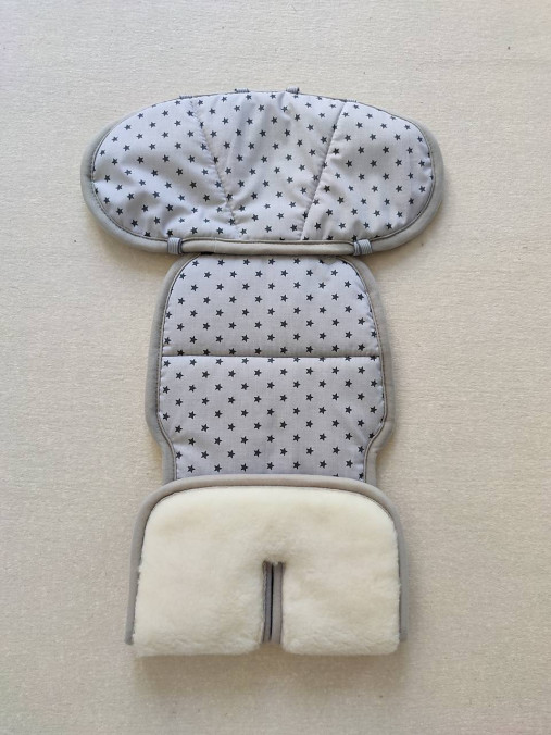 Detský textil - VLNIENKA Podložka do autosedačky britax romer king 2 9-18 kg 100% Merino proti poteniu a prechladnutiu Hviezdička šedá - 13518984_