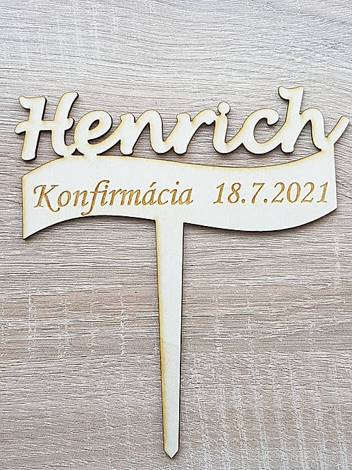Drevený zapich konfirmácia s menom 15cm