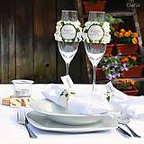 Nádoby - Greenery svadba - kvety - sada svadobných pohárov - 13517404_