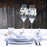 Greenery svadba - kvety - sada svadobných pohárov