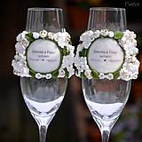 Nádoby - Greenery svadba - kvety - sada svadobných pohárov - 13517406_