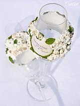 Nádoby - Greenery svadba - kvety - sada svadobných pohárov - 13517407_