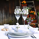 Nádoby - Greenery svadba - kvety - sada svadobných pohárov - 13517408_