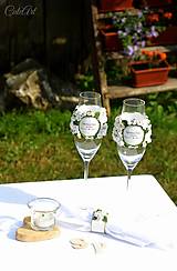 Nádoby - Greenery svadba - kvety - sada svadobných pohárov - 13517411_