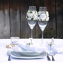 Nádoby - Greenery svadba - kvety - sada svadobných pohárov - 13517405_
