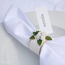 Darčeky pre svadobčanov - Greenery svadba - menovky/darčeky pre hostí/krúžky na obrúsky - 13517441_