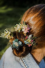 Ozdoby do vlasov - Kvetinová vlásenka "dotkni sa dúhy"  (Fialovo-žltá s lístkami) - 13517436_