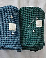 Úžitkový textil - Ľanová waflová deka  (zelená) - 13517942_
