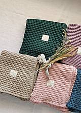 Úžitkový textil - Ľanová waflová deka  (zelená) - 13517943_