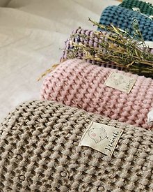 Úžitkový textil - Ľanová waflová deka  (béžová) - 13517960_