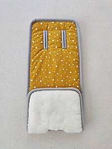 Detský textil - VLNIENKA podložka do kočíka  vanička TFK multiX 100% Merino top super wash Natural Hviezdičky Mustard - 13520522_