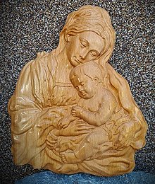 Dekorácie - Drevorezba Panna Mária a Ježiš. - 13520087_